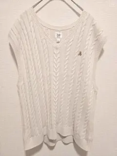 古着☆GAP くま刺繍 ニットベスト 子供160 レディースM