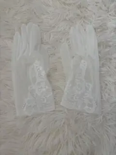 ホワイト シフォン ウェディンググローブ