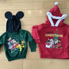 ディズニー　クリスマス　パーカー2枚セット　ペアコーデ　80センチ　120センチ