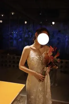 フラワー刺繍付き　ウェディングドレス　前撮り