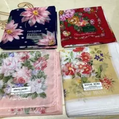 Pierre Cardin、Hanae Moriなど4ブランド4枚ハンカチセット