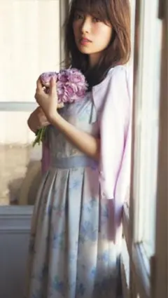 レッセパッセ　パターンロディスポットフラワープリント半袖ワンピース 36ネイビー