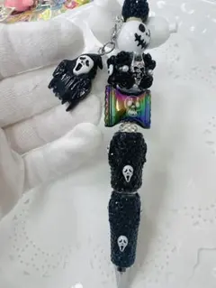 【ハンドメイド】ハロウィン　カスタムボールペン　社長ペン1本 黒白