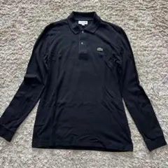 【美品✨️】ラコステ LACOSTE 長袖ポロシャツ 黒 ブラック 鹿の子 M