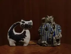陶器 猫の置物 2体セット 作家もの - メルカリ