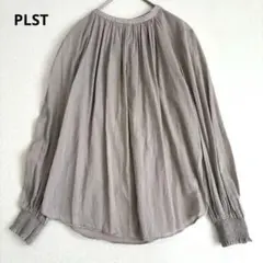 PLST プラステ シアーコットン ギャザー ブラウス M ベージュ