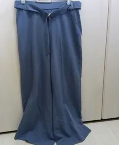 ダークブルー ベルト付き ワイドパンツ　ウエストゴム