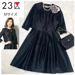 【M】美品2点23区バックサテンシャンタンワンピーススーツ