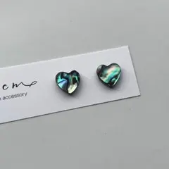 【No.229】一粒シンプル夏色ハートシェルのイヤリング/ピアス