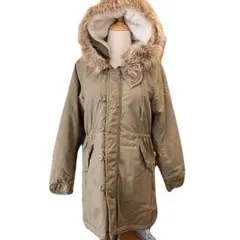 【美品】earth music　モッズコート　カーキ　ファー　M　1017