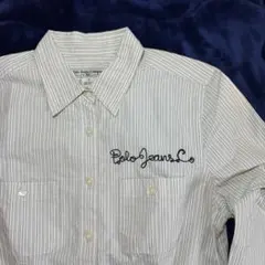 POLO JEANS COストライプオックスフォードシャツ　白　レディースS長袖
