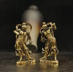 2体セット！真鍮製 仁王像 金剛力士 阿形 吽形 魔除け お守り 重厚感 仏像
