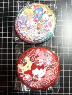 サンリオ　キラキラ BIG 缶バッジ　ホログラム　集合　キティ　マイメロ　プリン