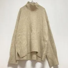 【ユニクロ】UNIQLO タートルネック 長袖ニットセーター ベージュ L 秋冬