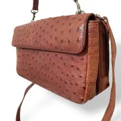 美品 2way ハンドバッグ ショルダーバッグ 斜め掛け オーストリッチ