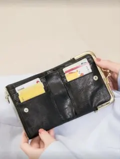ブラック レザー 二つ折り財布