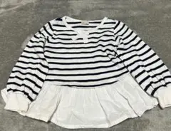 petit main ストライプ 長袖カットソー