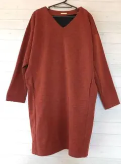 GU ジーユー トップス ワンピース丈 秋冬 エンジ色 XL
