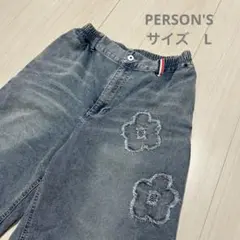【PERSON'S】デニム　ジーンズ　フラワーアップリケ　花　Lサイズのサムネイル
