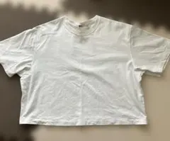 ユニクロC コットン オーバーサイズ クロップドTシャツ ホワイト　Ｌのサムネイル