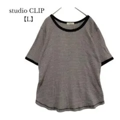 【studio CLIP／スタジオクリップ】カットソー　ボーダー　ストレッチ　L