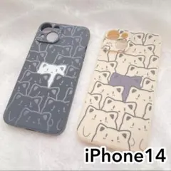 カップル ペア iPhone14カバー 2個セット ねこ ペア 色違い おそろい