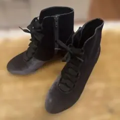 ベロアレースアップブーツ ジッパー付き XL