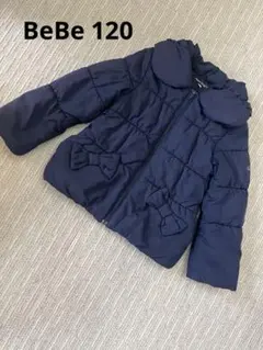 BeBe ネイビー リボン付きコート　120