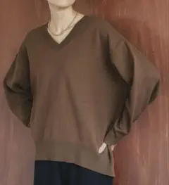 【値下げ中】グローバルワーク　スウェットライクVネックプルオーバー　ブラウン　S