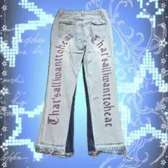 y2k 刺繍フレアデニムパンツ