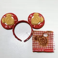 ディズニー　ミッキー　ワッフル　カチューシャ　ハンカチ　タオル