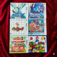 【3DSソフト6点まとめ売り】ポケモンX・ムーン/妖怪ウォッチ/マリオ/あつ森