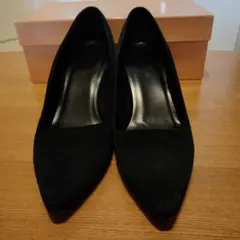FABIO　RUSCONI　ブラックスエードポインテッドトゥパンプス