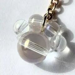 天然石 レインボーオーラ 肉球チャーム 虹色 キーホルダー ネコアクセサリー