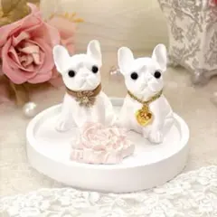 ☆バラと花飾りのうさぎさん☆4点セットうさぎオブジェ☆モルタル