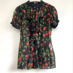 Dolce 美品　ドルチェ&ガッパーナ　フリル　シルク　ブラウス　薔薇　花柄36のサムネイル