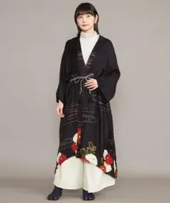 重宗玉緒 コラボ ワンピース 着物 鳩 冬 和装 和服 カジュアル 現代