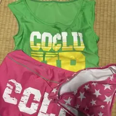 女の子用セパレート水着 9M グリーン・ピンク