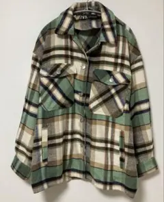 ZARA 起毛 チェック柄 厚手 シャツジャケット L
