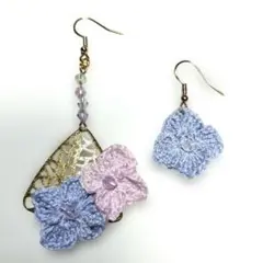【匿名配送】華奢な紫陽花の編み花ピアス【ハンドメイド】