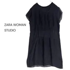 ZARA WOMAN STUDIO 半袖チュニックワンピース　シルク　黒　Sのサムネイル