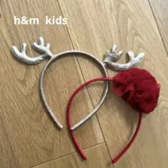 h&m キッズ　カチューシャ　赤い花飾　鹿の角デザイン