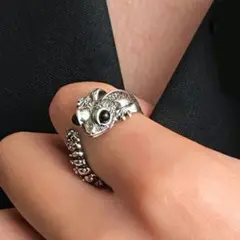 レオパ デザイン シルバーカラー リング フリーサイズ