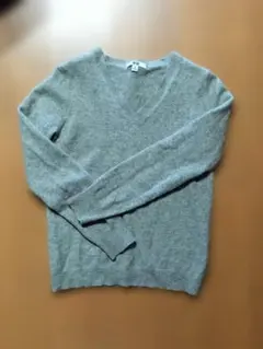 UNIQLO コットンカシミヤ Vネックセーター S ライトグレー