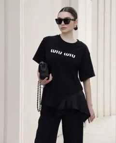 Account miumiuパロディブラック Tシャツ 新品タグ付き