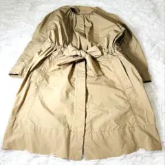 MACPHEE マカフィー ノーカラーコート ベージュ 38 ベルト付春秋