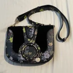 希少 COACH 1941ブラック ティーローズ サドルバッグ ショルダーバッグ 希少 COACH 1941ブラック ティーローズ サドルバッグ ショルダーバッグ