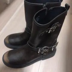 ZARA ダークブラウン ブーツ バックル付き 38