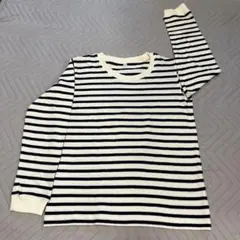無印　140 長袖カットソー 白黒ストライプ