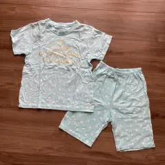 キッズ120サイズパジャマ 上下セット　ドット　水玉　水色　半袖　半ズボン　女子